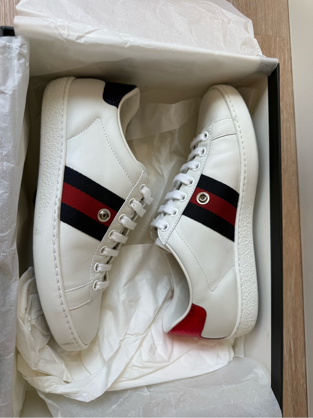 Gucci Ace Leather Removable Patches Sneaker Size 35/US 5